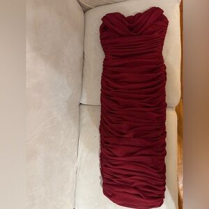 House of CB Strapless Burgundy Dress